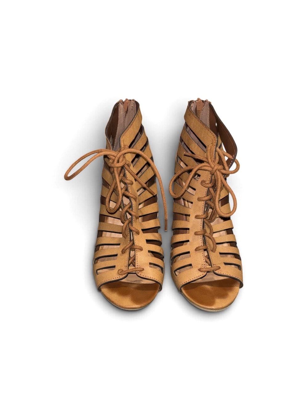 Daisys Boutique Tan Lace-Up Strappy Gladiator Heels